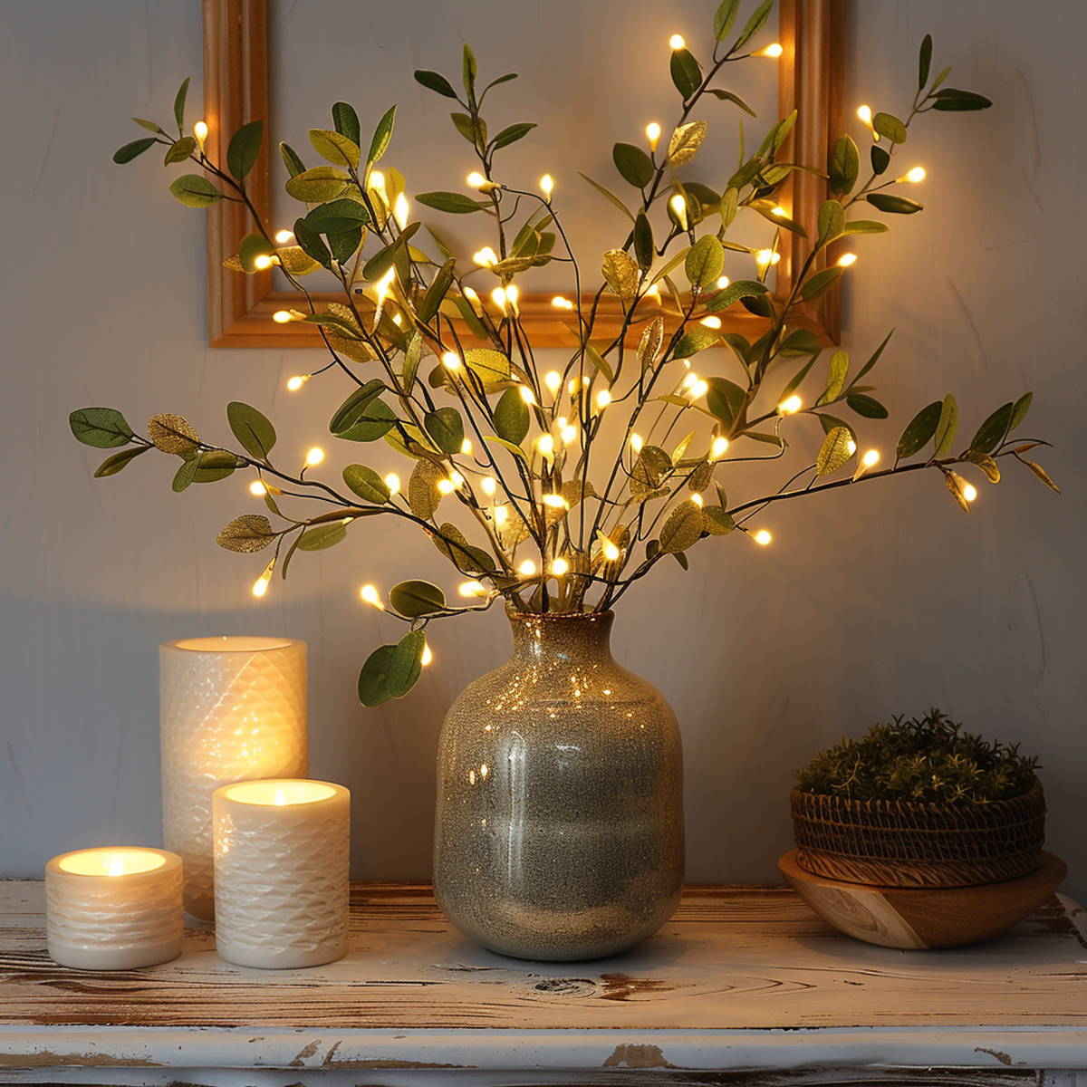 OlivaFairy Mood Lamp with Olive Branches and LED Lighting