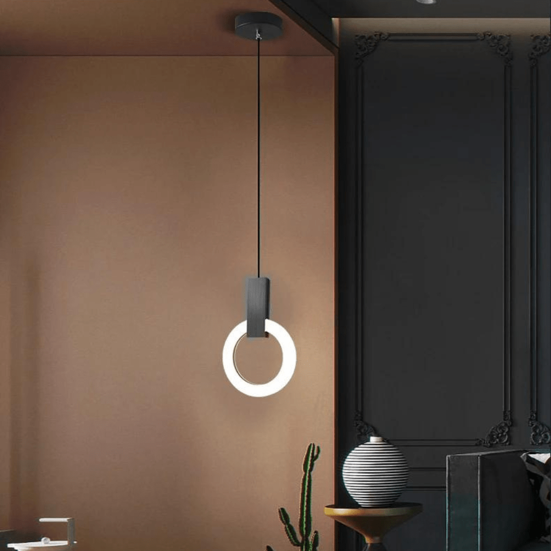 Nordic LED Pendant Lamp Made of Wood, Round