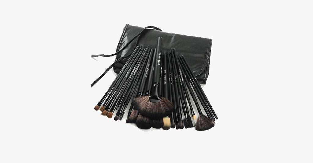 24-piece Jet Black Make-Up Brush Set