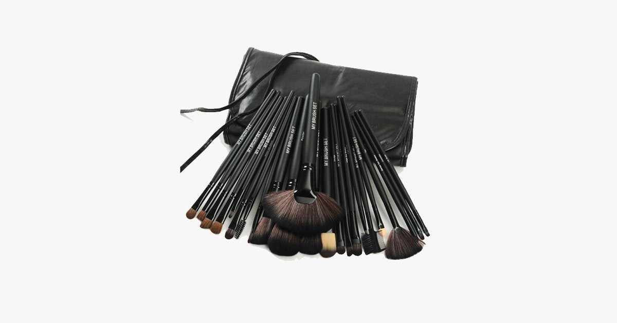24-piece Jet Black Make-Up Brush Set