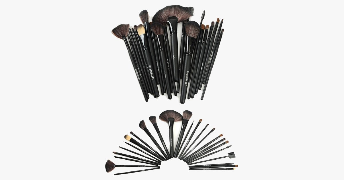 24-piece Jet Black Make-Up Brush Set