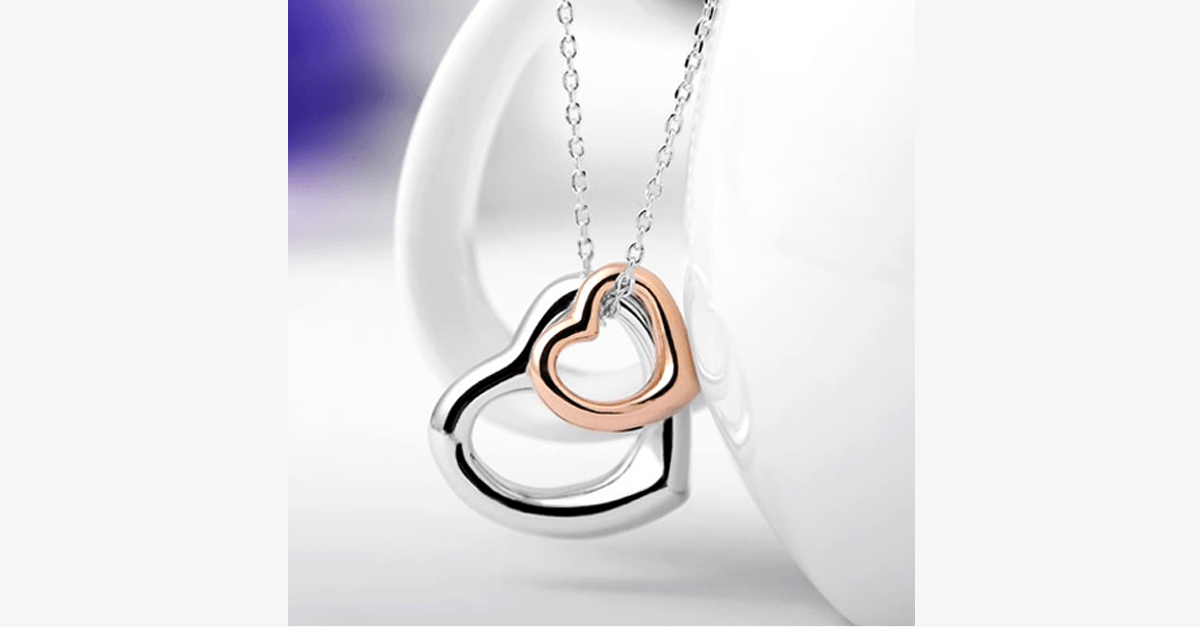 Double Heart Gold-Silver Coating Pendant - Fashionable Lobster Clasp Gold-Plated Pendant for You