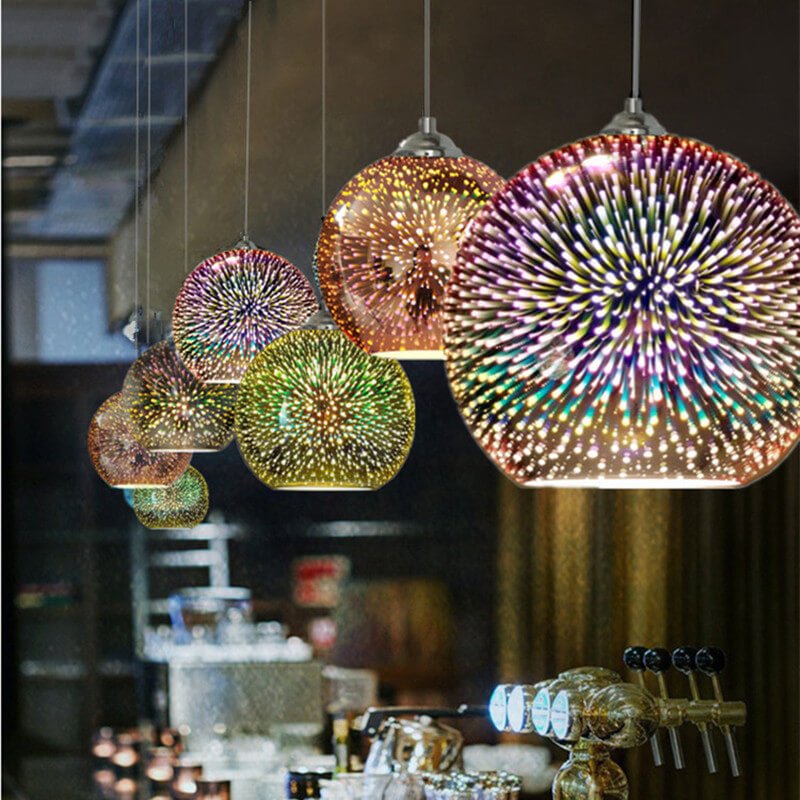SPARKDOME – 3D Glass Dome Pendant Light with Colorful Illumination
