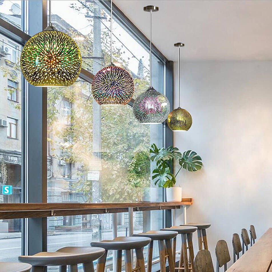 SPARKDOME – 3D Glass Dome Pendant Light with Colorful Illumination