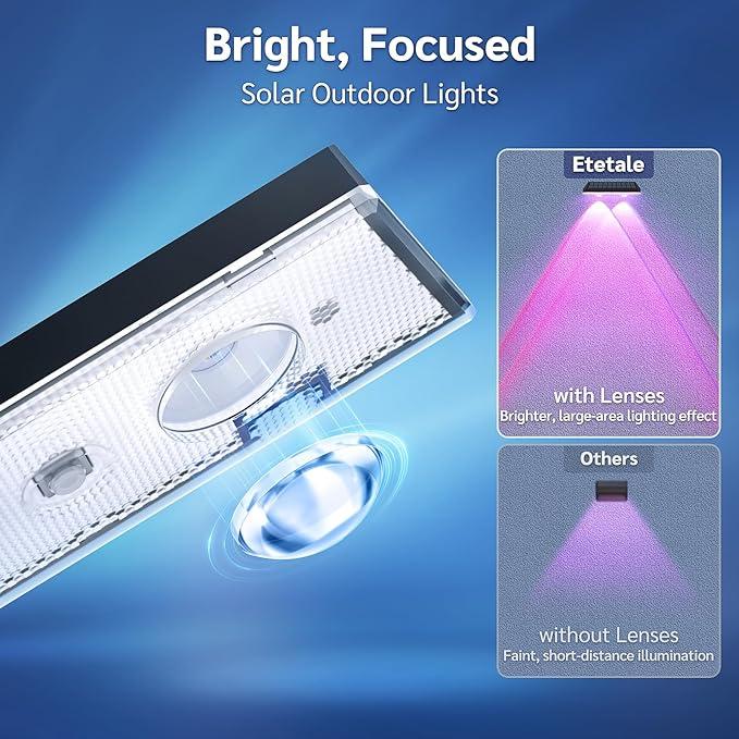 Solar fence lights outdoor warm white & RGB changing solar deck lights, LED solar lights for outdoor wall railing terrace stairs step garden backyard