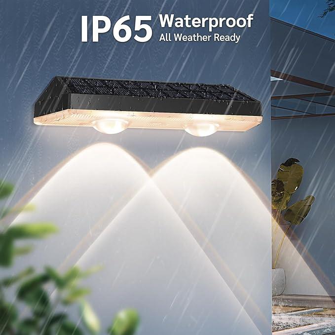 Solar fence lights outdoor warm white & RGB changing solar deck lights, LED solar lights for outdoor wall railing terrace stairs step garden backyard