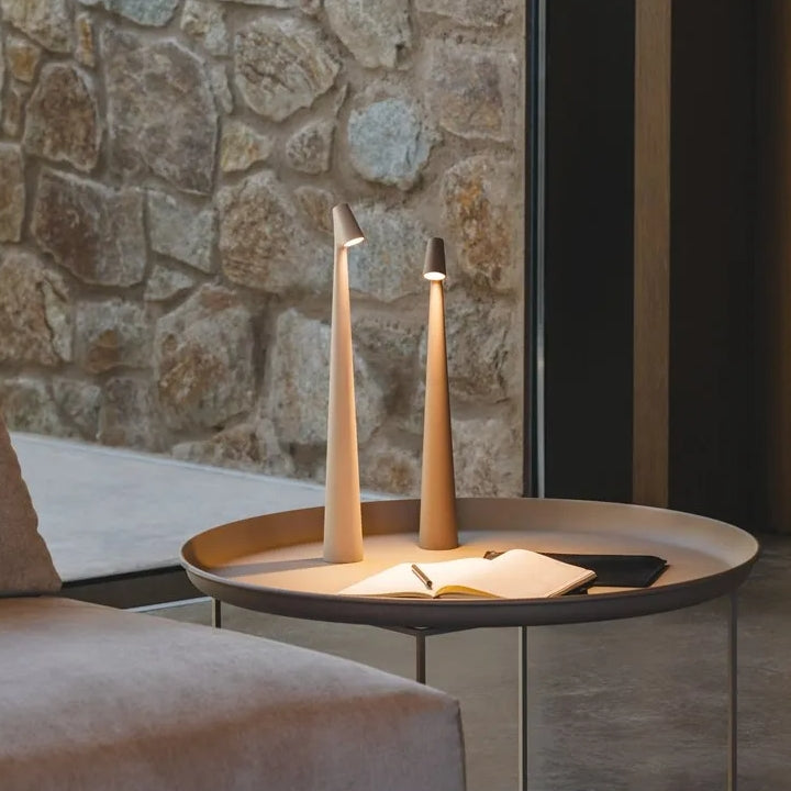 Sculpting Table Lamp Wireless LED Lamp Solid Aluminium 10000mAh Battery 3-Level Dimming CRI 90 USB-C Charging Port Warm White 2700K