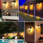 Solar Wall Lights Solar-powered Deck Lights, Automatic On/Off Waterproof Solar Outdoor Lights Wall-mounted Solar Decorative Lights for Wall Fence Patio Posts Garden Veranda