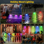 Solar fence lights outdoor wall lights Waterproof IP65, Warm white & RGB 8 specific fixed colors for fence wall step deck patio