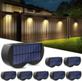 Solar fence lights outdoor wall lights Waterproof IP65, Warm white & RGB 8 specific fixed colors for fence wall step deck patio