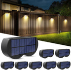 Solar fence lights outdoor wall lights Waterproof IP65, Warm white & RGB 8 specific fixed colors for fence wall step deck patio