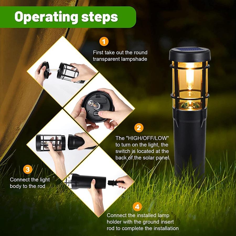 Solar path lights, solar outdoor lights up to 14 hrs. Outdoor waterproof, IP65 waterproof solar garden lights for paths walkways