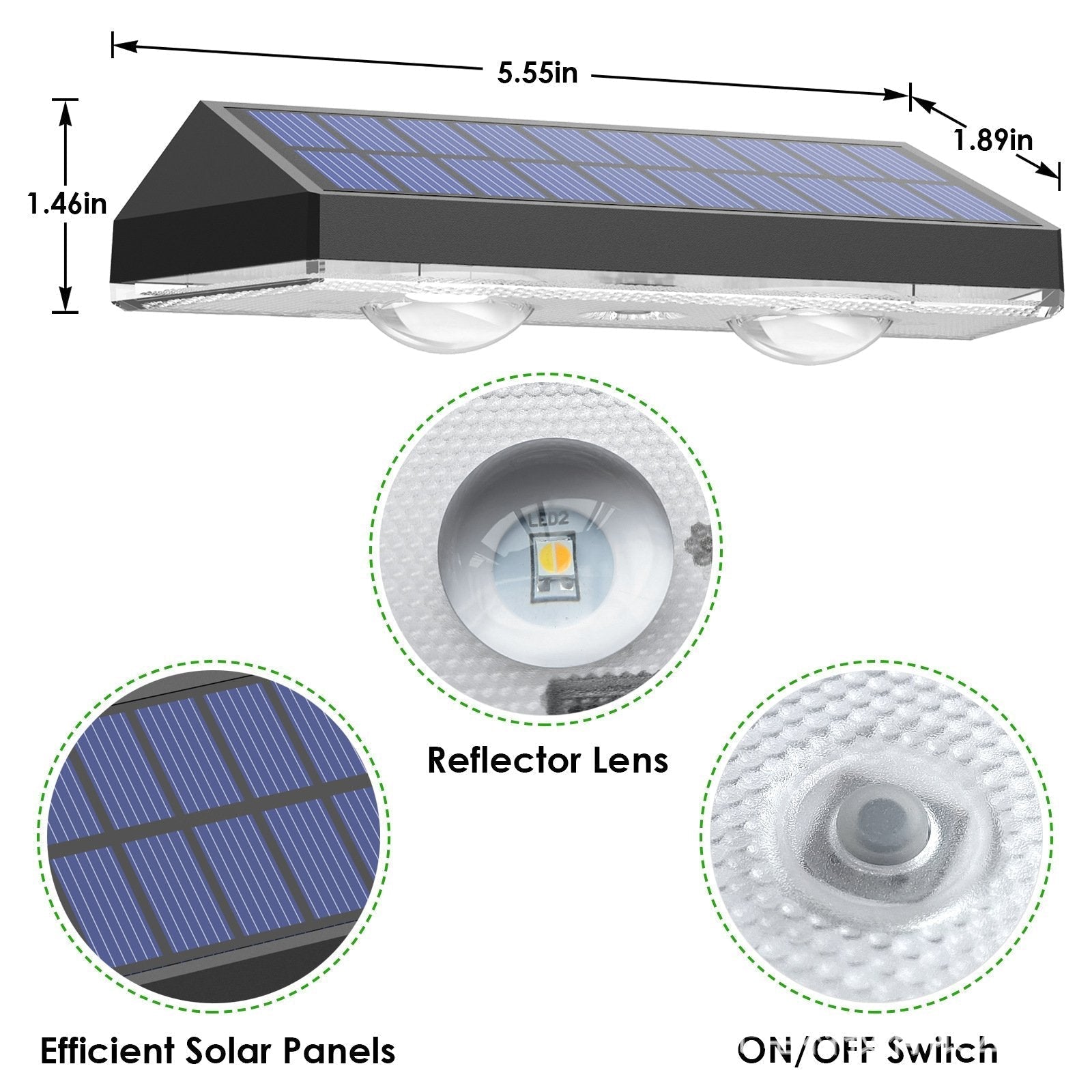 Solar fence lights outdoor warm white & RGB changing solar deck lights, LED solar lights for outdoor wall railing terrace stairs step garden backyard