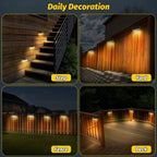 Solar fence lights outdoor wall lights Waterproof IP65, Warm white & RGB 8 specific fixed colors for fence wall step deck patio