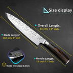 Santoku Japanese Chef Knife 8" Hand sharpened High Carbon Steel Knife