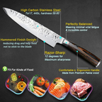 Santoku Japanese Chef Knife 8" Hand sharpened High Carbon Steel Knife