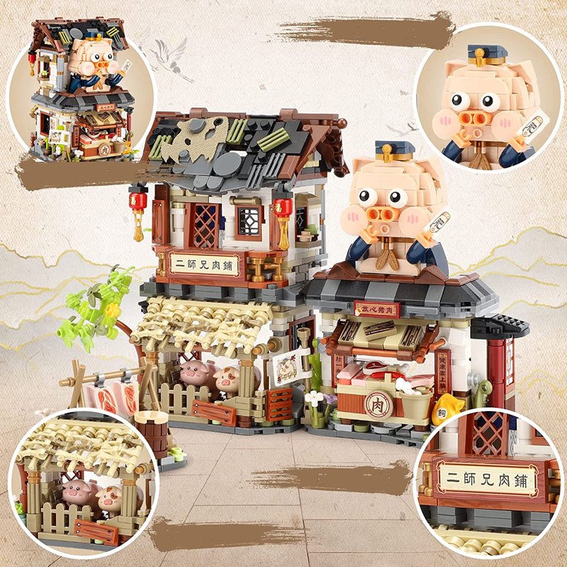 Ancient Honey Bee & Bacon Shops Micro Building Set Collection