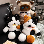 Big-eyed Calico Siamese Cat Plush Friends