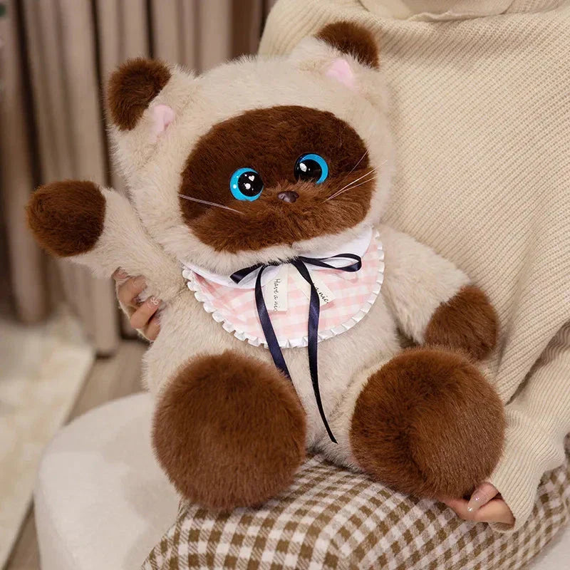Big-eyed Calico Siamese Cat Plush Friends