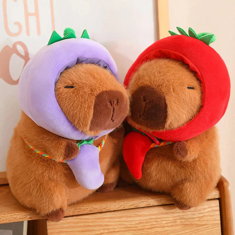 Capybara with Vegetable Hats Plushie