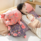 Floral Embroidered Pig Long Snuggle Buddy