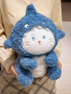 Fluffy Dog & Cat in Shark Outfit Plushie