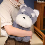 Fluffy Gray Biege Schnauzer Dog Plushie