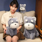 Fluffy Gray Biege Schnauzer Dog Plushie