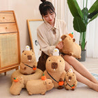 Fluffy Sleepy Capybara with Orange Plushie