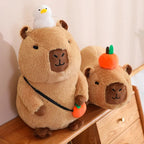 Fluffy Sleepy Capybara with Orange Plushie
