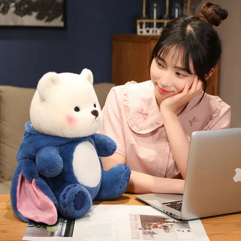 Fluffy White Bear Donkey Outfit Plushie
