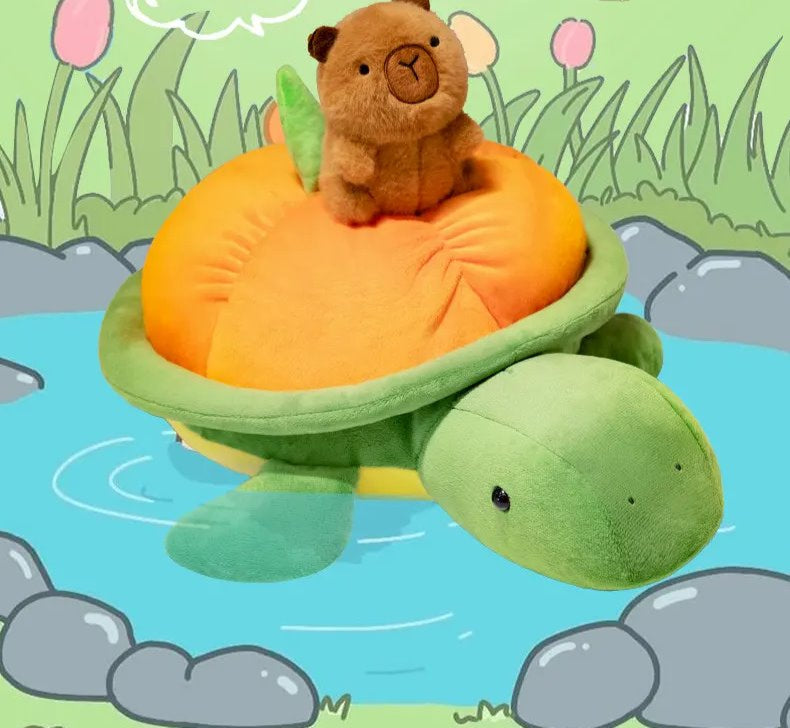 Green Orange Turtle Plush Backpack