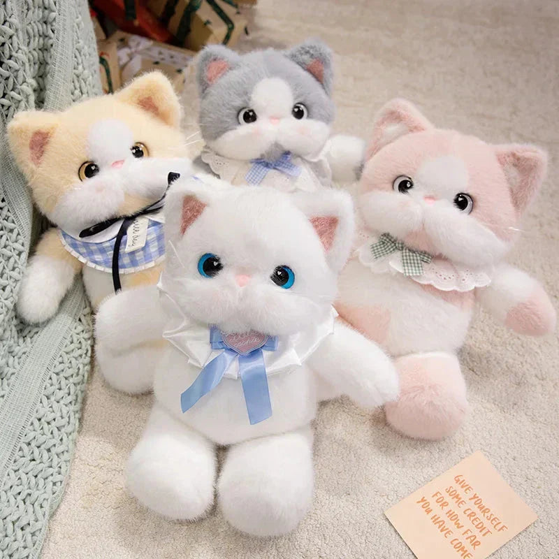 Kawaii Cat Plush Family with Collar