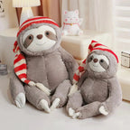 Kawaii Christmas Sloth Plush with Striped Hat