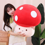 Kawaii Red Brown White Mushroom Plushie Family