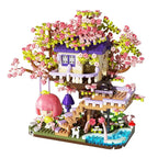 Kawaii Sakura Cherry Blossom Purple Tree House Nano Building Set