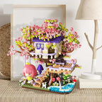 Kawaii Sakura Cherry Blossom Purple Tree House Nano Building Set