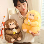 Kawaii Yellow Brown Chunky Monkey With Banana Plushie