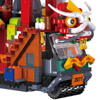 Lion Dance Street Truck Food Stall Micro Building Set