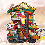 Lion Dance Street Truck Food Stall Micro Building Set