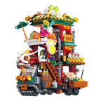 Lion Dance Street Truck Food Stall Micro Building Set