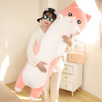 Long Snuggly Pink Gray Cat Plushies