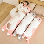 Long Snuggly Pink Gray Cat Plushies