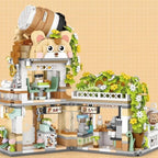 Panda and Brown Bear Tea Cafes Micro Building Set Collection