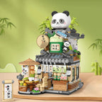 Panda and Brown Bear Tea Cafes Micro Building Set Collection