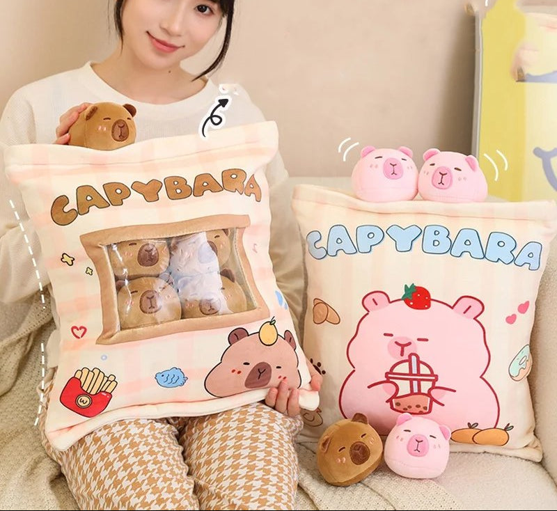 Pink Brown Capybara Candy Bag Plushies