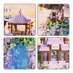 Purple Sakura Floating Pavilion Waterfall Island Nano Building Set