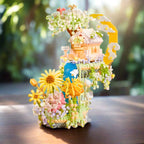 Romantic Waterfall Orchard Villa Micro Building Blocks With Light