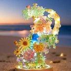 Romantic Waterfall Orchard Villa Micro Building Blocks With Light