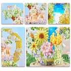 Romantic Waterfall Orchard Villa Micro Building Blocks With Light